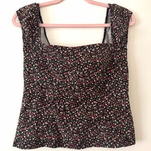 Babydoll Top with Black & Pink Floral